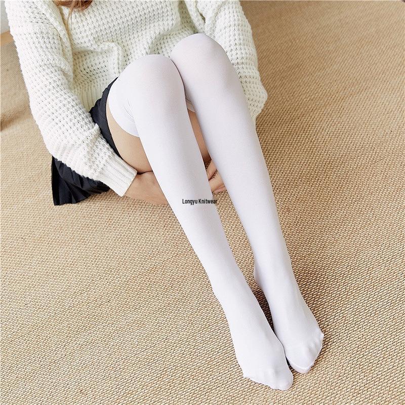 Versatile Black & White Velvet Thigh-High Socks: Sexy, Slimming, Solid Colors