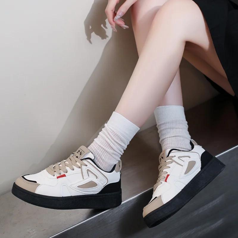 Fashion New Round Toe Breathable Sexy Casual Sneakers Spring/autumn Comfortable Non-slip Lace-up Walking Shoes for Women