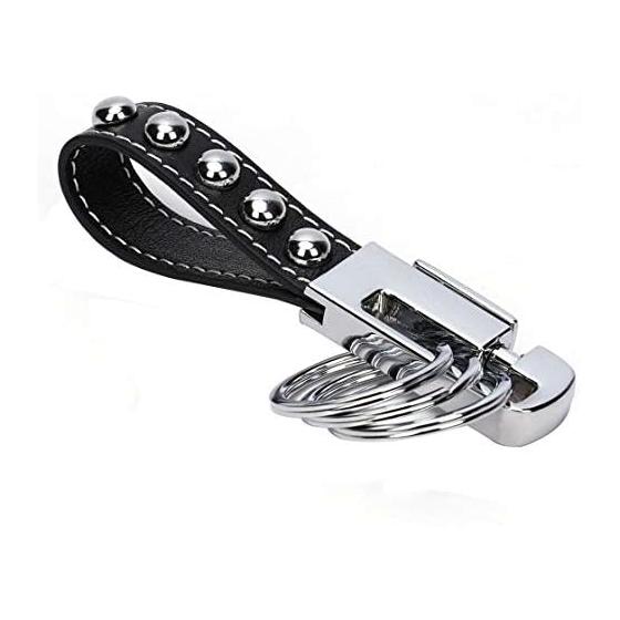 High-end car leather keychain key ring key chain (black)
