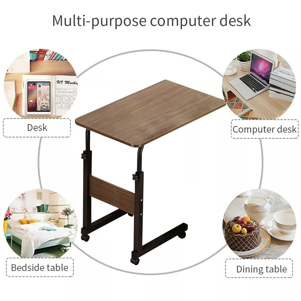 Fashion Portable Over Bed Table Adjustable Height with Wheels Bedside Table Desktop Computer Table Office Desk