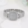 5PCS Luxury Personalized Girl Diamonds Silver Quartz Watch Women's Square Pendant Necklace Diamonds Earrings Ring Set for Girls