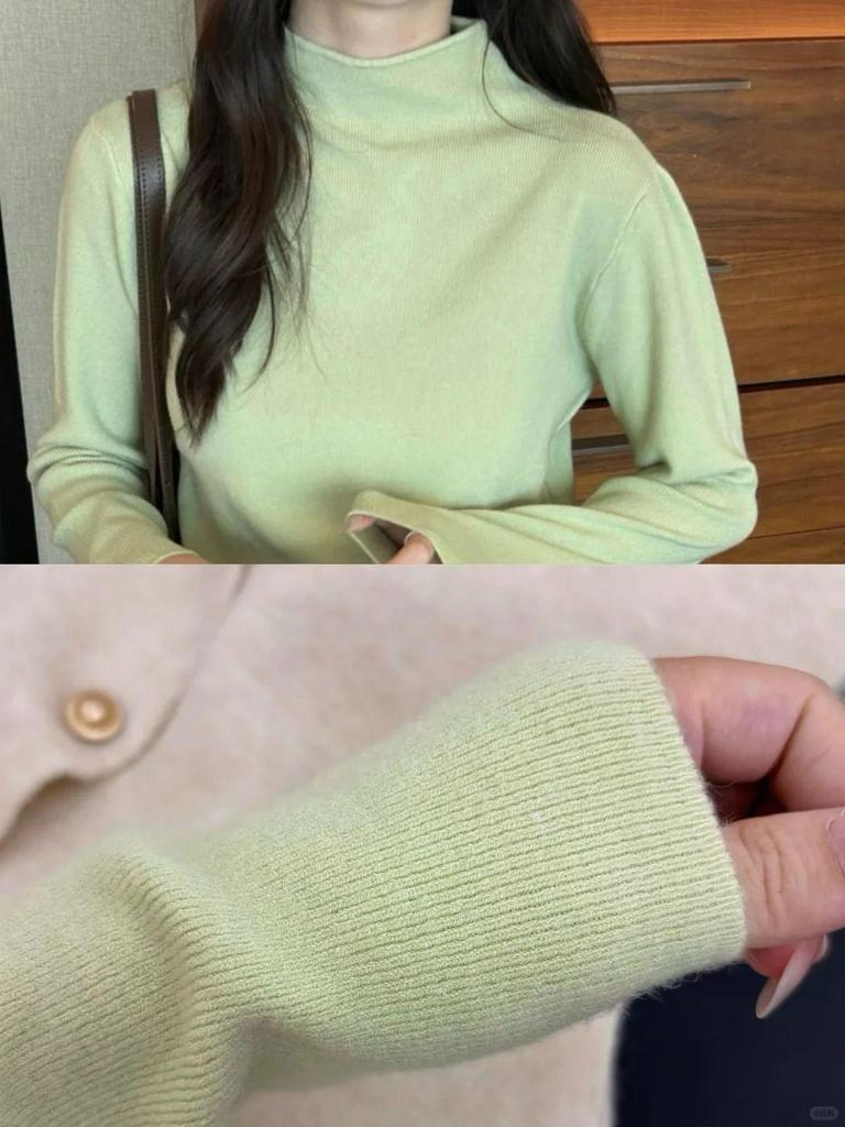 Korean Style Candy Color Soft Knit Women's Sweater - Gentle, Skin-Friendly, Half-High Collar.