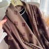 Scarf Female Winter New Fringed Shawl Fairy Four-leaf Clover Imitation Cashmere Thickened Warm and Cold Scarf