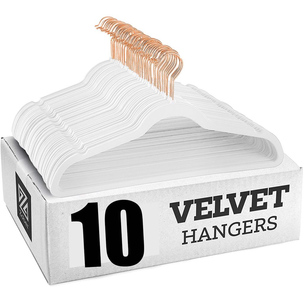 10PCS Velvet Non-Slip Clothes Hangers,45CM Space Saving Ultra Slim Hanger for Coat Pants Dress,Wardrobe Storage Adult Magic Rack