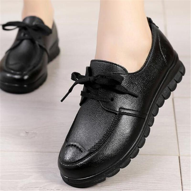 Fashion Spring Autumn Women's Fashion Pumps Shoes Lace Up Woman Wedge Casual Single Shoes Mother High Heels Work Shoes