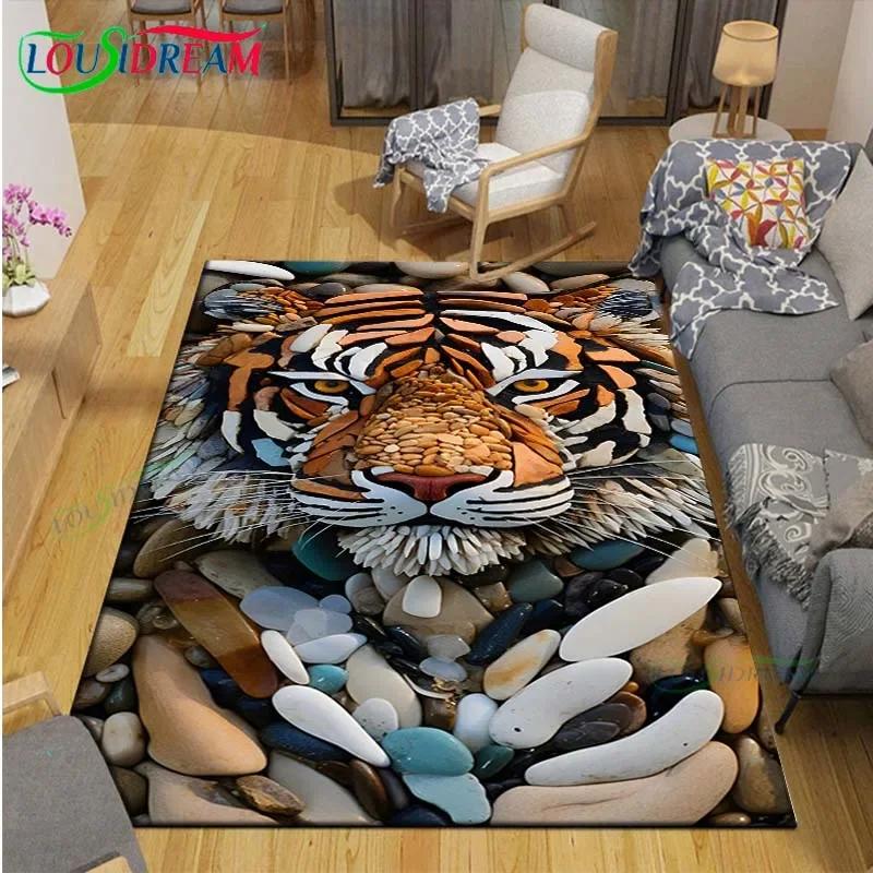 3D Lustige Kieselstein Dekor Teppich für Außenbalkon Garten Couchtisch Schlafzimmer Bereichsteppiche Küche Rutschfeste Fußmatte Teppich Geschenk