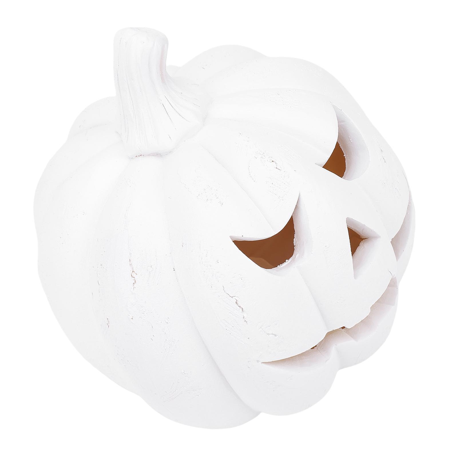 

White Pumpkin Light Holder LED Candle String Light Decorative Pumpkin Statute ful Fall Ambience Indoor Outdoor Decor
