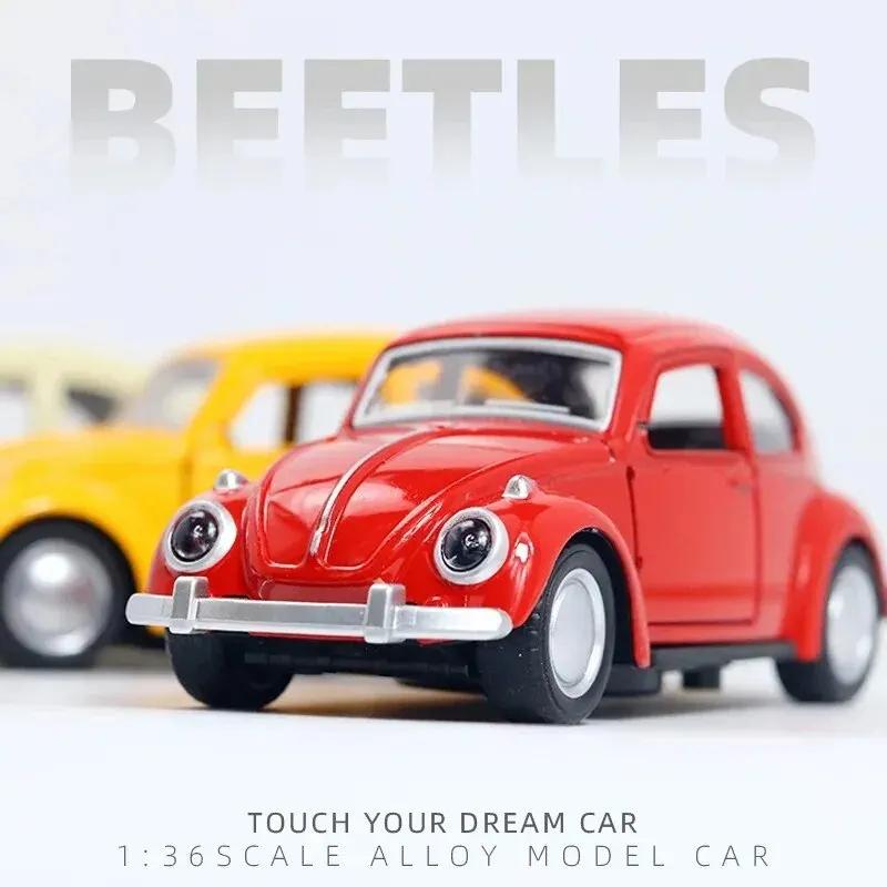 1pc Motorcar Decoration Auto Carrying Accessories for Boy Gift Alloy Car Model Beetle Vintage Door Opening Force Children's Toy