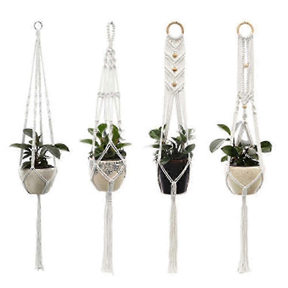 ZENGO Plant Hangers Set Of 4 Indoor Wall Hanging Planter Basket Decorative F