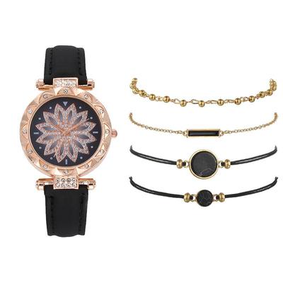 Ceas de damă cu cuarț cu centură cu diamante florale - stil nou