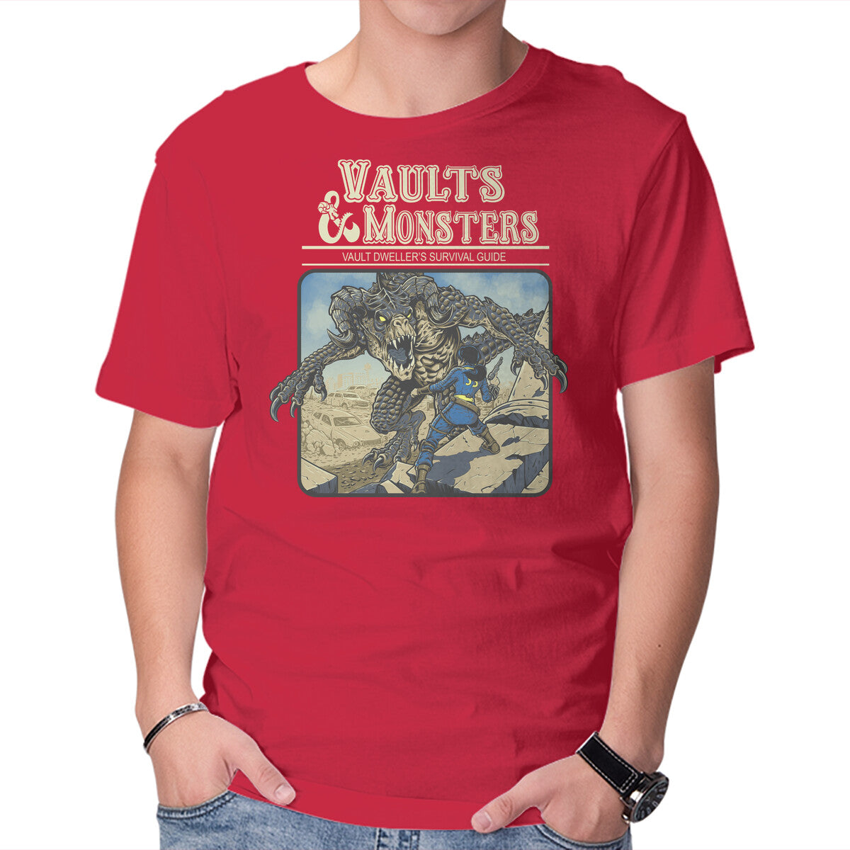 Unisex Crew Neck T-Shirt Vaults And Monsters Graphic Short Sleeve Casual Tee XS