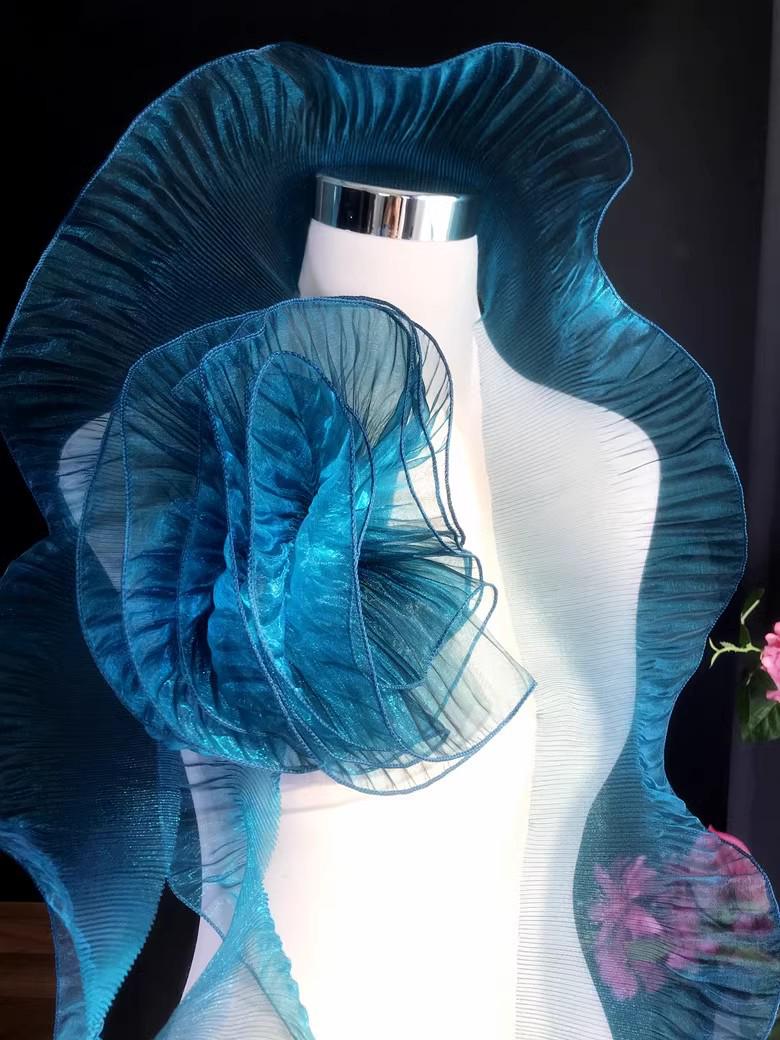 

Прозрачная кружевная градиентная сетка из органзы в виде листьев лотоса для аксессуаров для свадебного платья