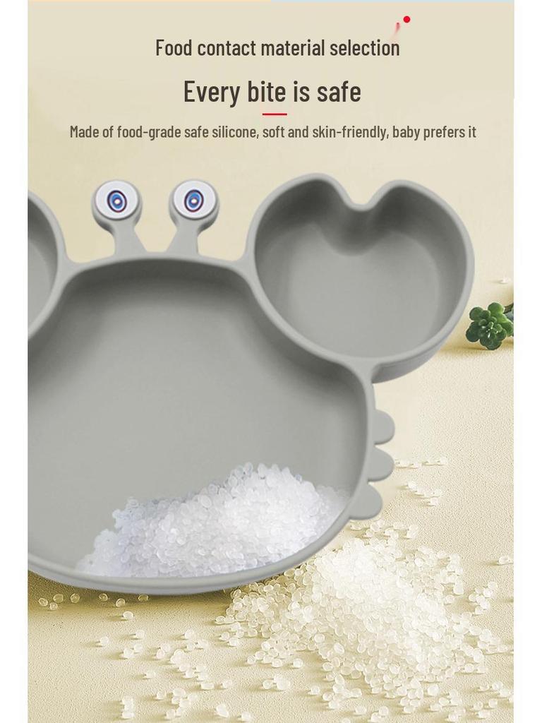 Silicone Suction Crab Plate: Divided Baby Tableware for Feeding & Weaning