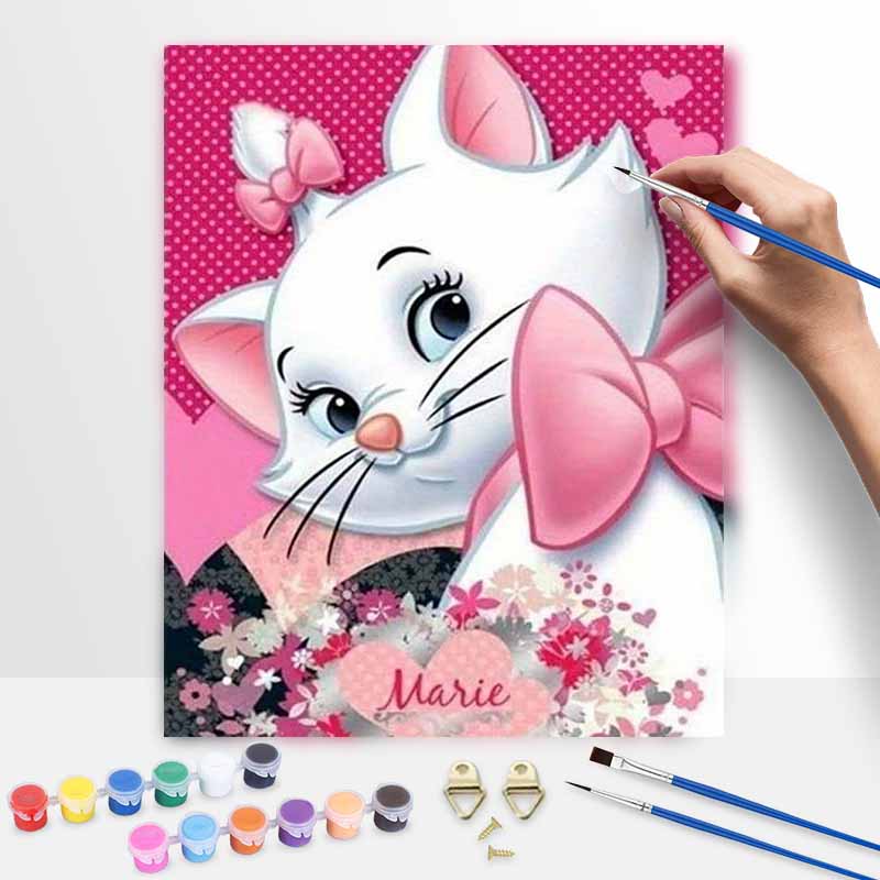 Disney Marie Cat oil painting painting art handmade diy painting home decoration gift 20x30cm