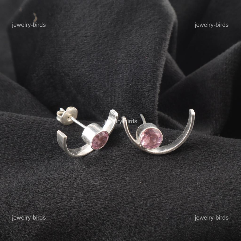 Natural Morganite 925 Sterling Silver Anniversary Stud Post Push Back Earrings EE-145-10
