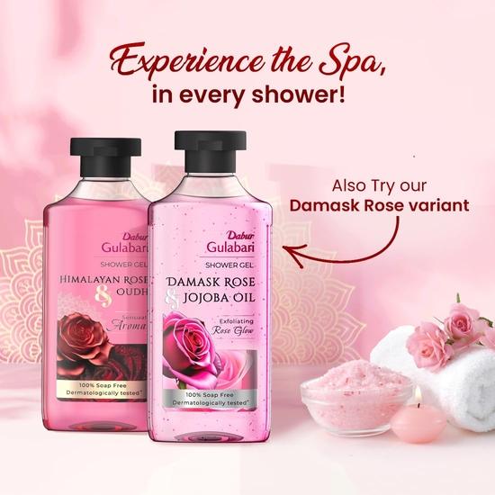 Dabur Gulabari Shower Gel-Himalayan Rose & Oudh-250ml|Sensual Aroma|Luxurious Body wash|Radiant Rose glow|No Parabens & Silicones