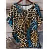 Casual Loose Leopard Print Top Casual Short Sleeve Fashionable Versatile T-Shirts Women’s
