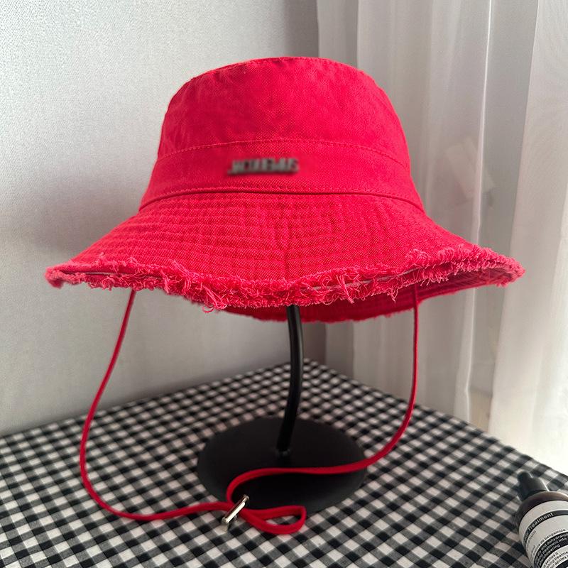 Women's Foldable Retro Bucket Hat: Japanese-Style Sun Hat with Frayed Edges, Korean Slimming Design