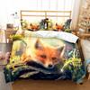 Fox Duvet Cover Set Cartoon Cute Fox Polyester Comforter Cover King Queen Full Size For Kid Boy Girl Bedding Set With Pillowcase