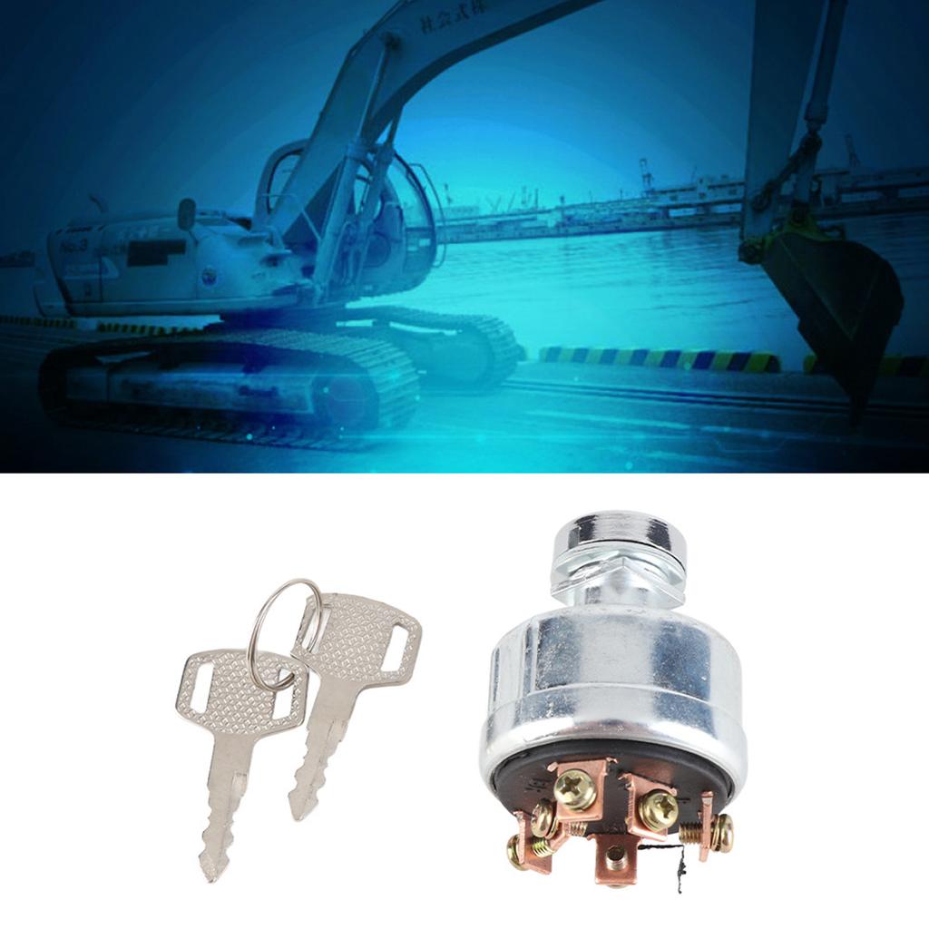 For Kobelco SK200‑3 SK200‑5 SK120‑5 Ignition Starter Switch with 6 Terminal Wire Digger 2 Keys