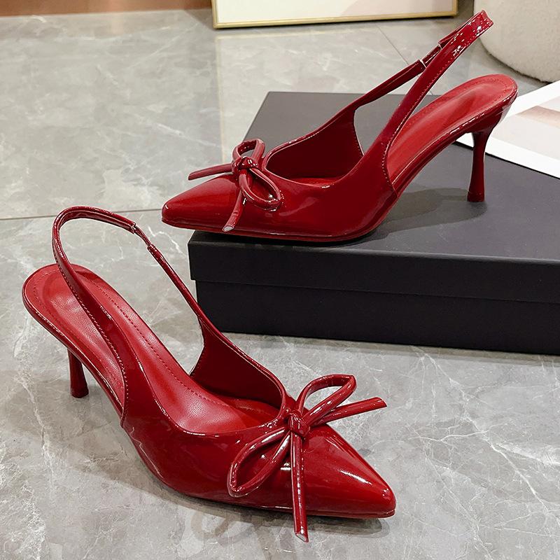 2025 new temperament red stiletto high heels women are not tired feet royal sister sexy pointed light mouth sandals