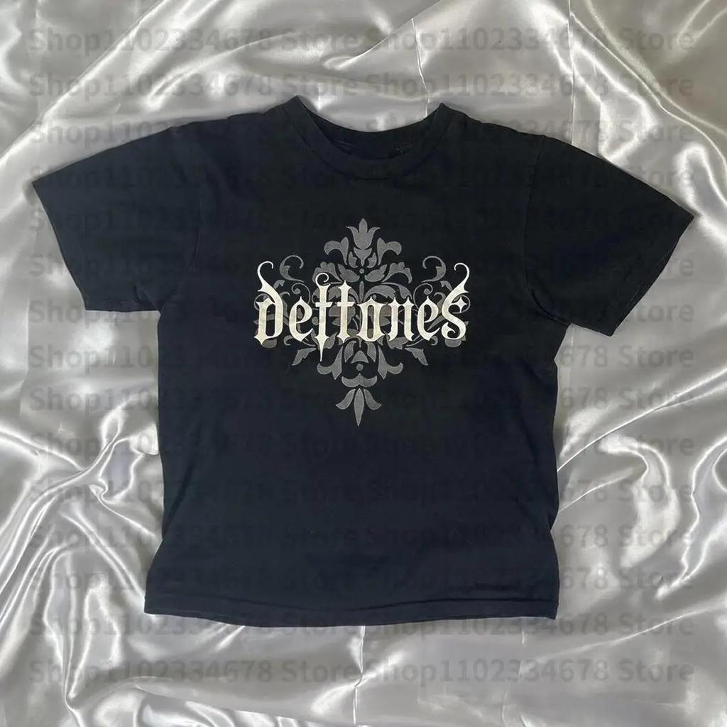Deftones Graphic Baby Tee Y2K Alt Emo Grunge Band Shirt Women Top S-XXL 6 Styles