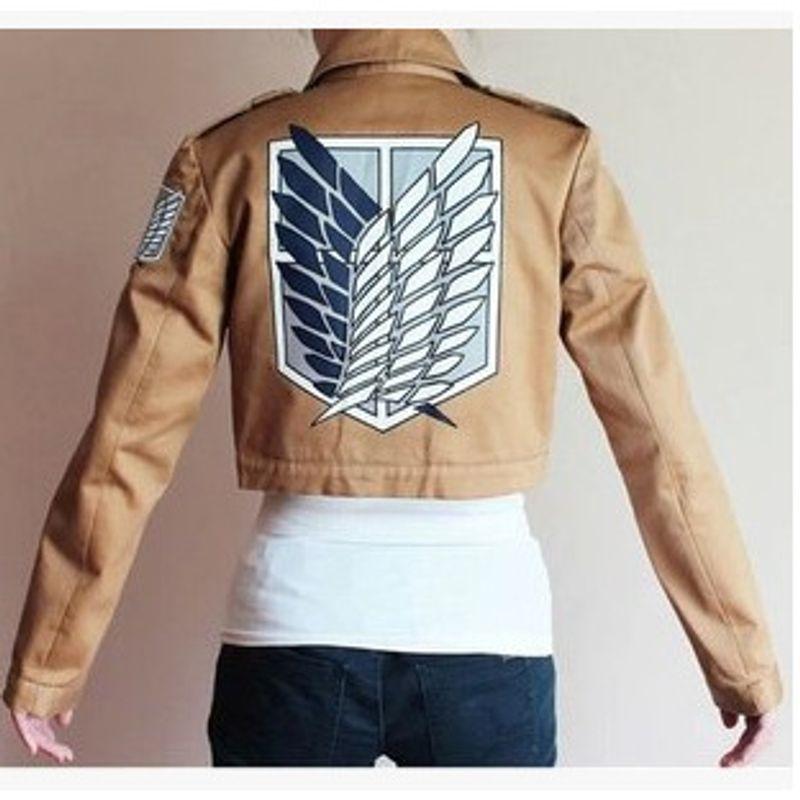 

Anime Clothing Attack on Titan Jacket Survey Corps Commander Mikasa Eren Cosplay Costume Anime Jacket Attack Little Jacket [Blue and White Label] S