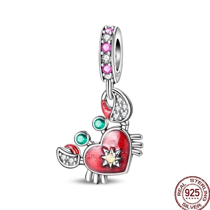 100% Copper Crown Shrimp Crab Charms Beads Butterfly Heart Birthday Pendants Fit Bracelet Jewelry Gifts Marking