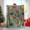 Orange Cat Red Hat Scarf Gift Snowflake Pattern Soft Cozy Throw Blanket for Sofa Bed Holiday Purr