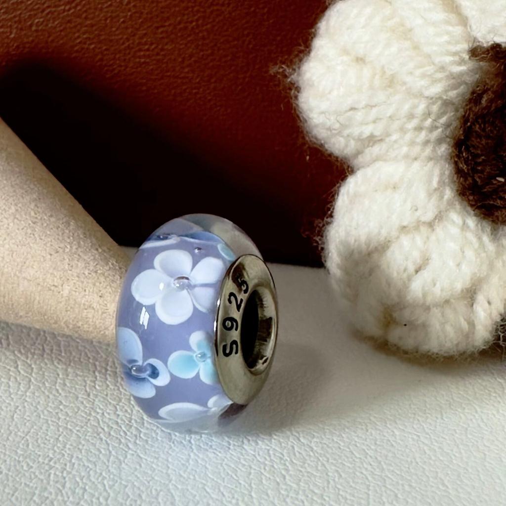 Colorful copper Mini Murano Glass Bead Charms Charm Fits Authentic Bracelets Blue Faceted Murano for Women Necklaces Jewellery