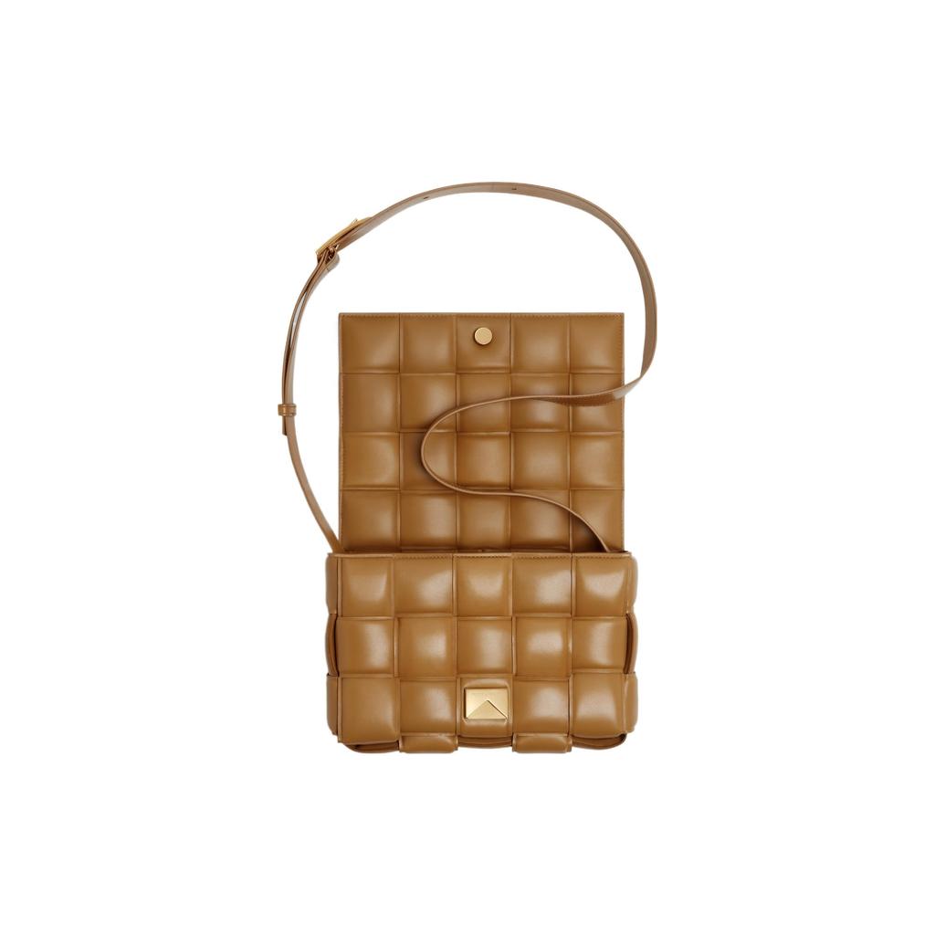 Bottega Veneta Padded Intreccio Cassette Crossbody Bag Caramel 591970VCQR19850