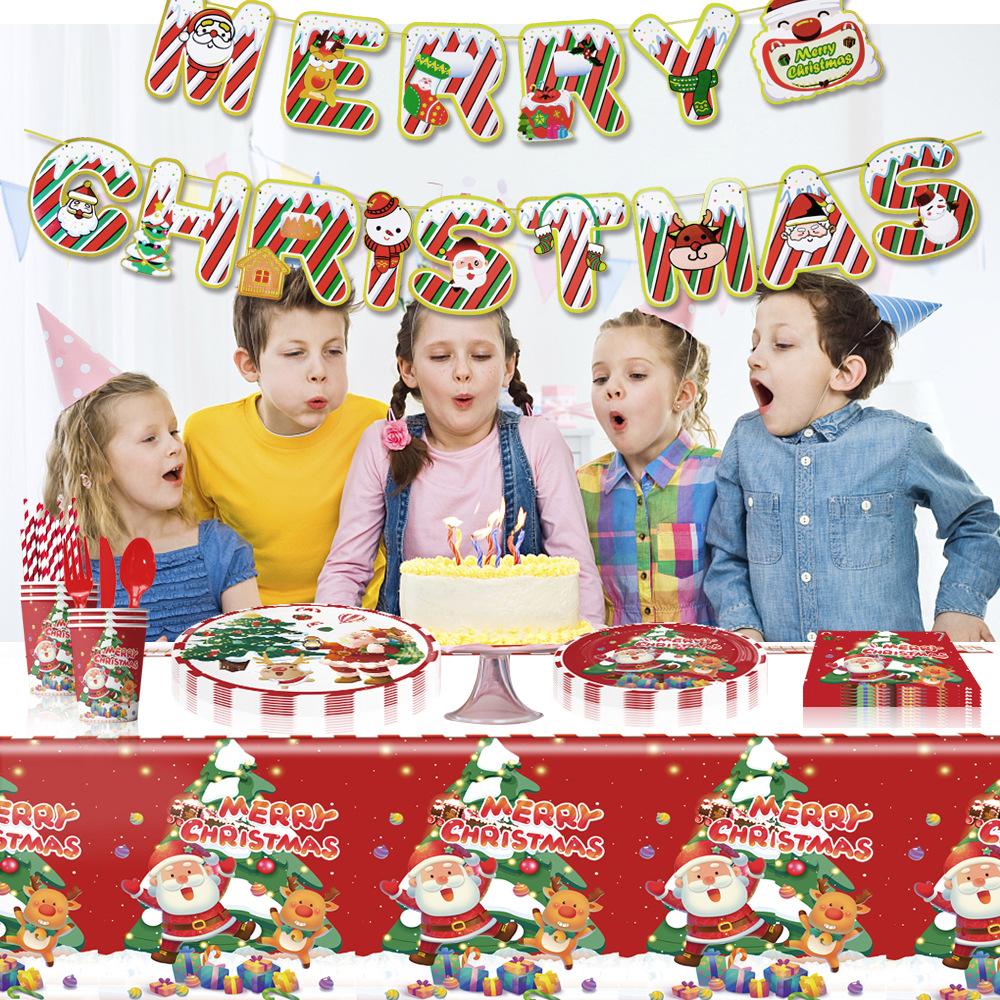 Weihnachtsthema Dekoration Weihnachtsmann Weihnachtsbaum Baby Elch Flagge Kuchen Ornament Verkleiden Kreative Figur