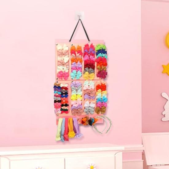 Hanging Hair Bow Holder Hair Bow Hair Clip Organizer Headband Hair Clip Storage Display Hair Accessories Organizer for Nursery Door Wall Closet