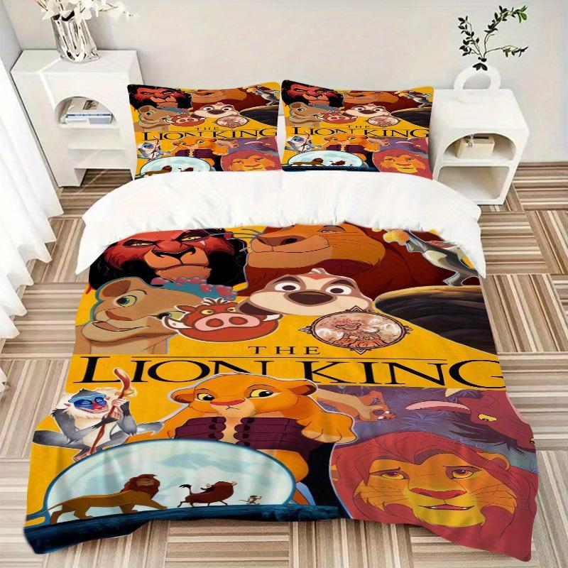 3-teiliges Set König der Löwen, Simba, Mufasa Bettwäsche-Set mit Bettbezug+Kissenbezügen, Ganzjahres-Polyester, Reißverschluss60
