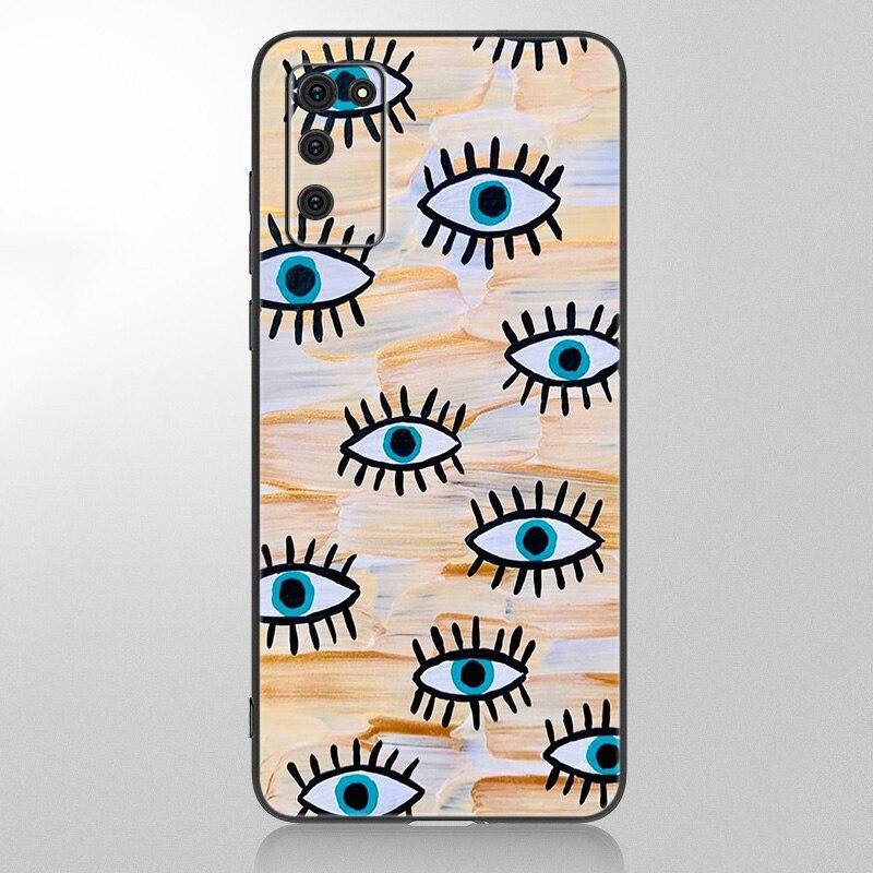 Eye Blue Evil Eye Phone Case For Samsung Galaxy A12 A02S A22 A32 A52 A72 A71 A51 A41 A31 A21 A11 A50 A70 A10S A20S Black Cover