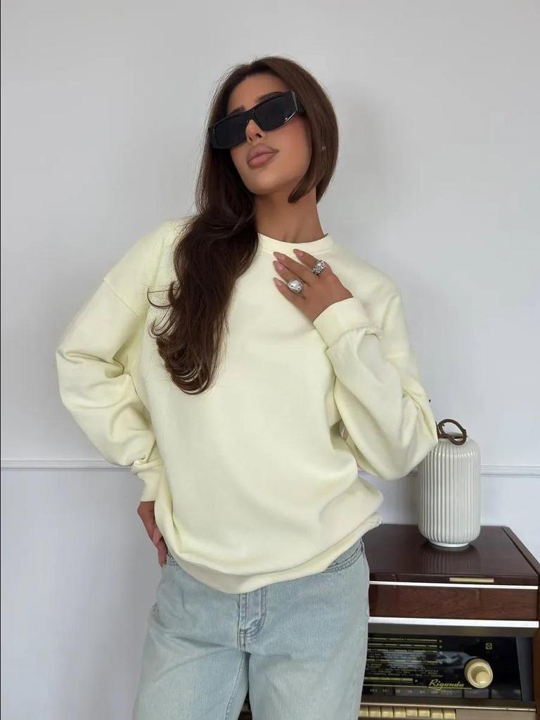 2025 A/W Stylish Thick Round Neck Sweatshirt, Versatile Commuter Lazy Style with Personalized Design