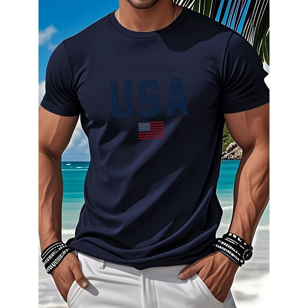 Men's Loose-Fit Crew Neck T-Shirt Suitable for Summer