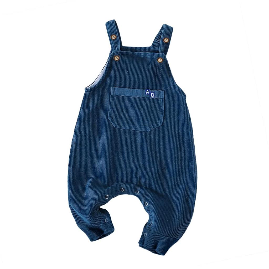Volunboy Baby Long Corduroy Solid for Boys and Girls with Size Overalls, Pants, All-in-One Romper, Color, Cute, Fall/Winter, (Blue Pockets, 90)
