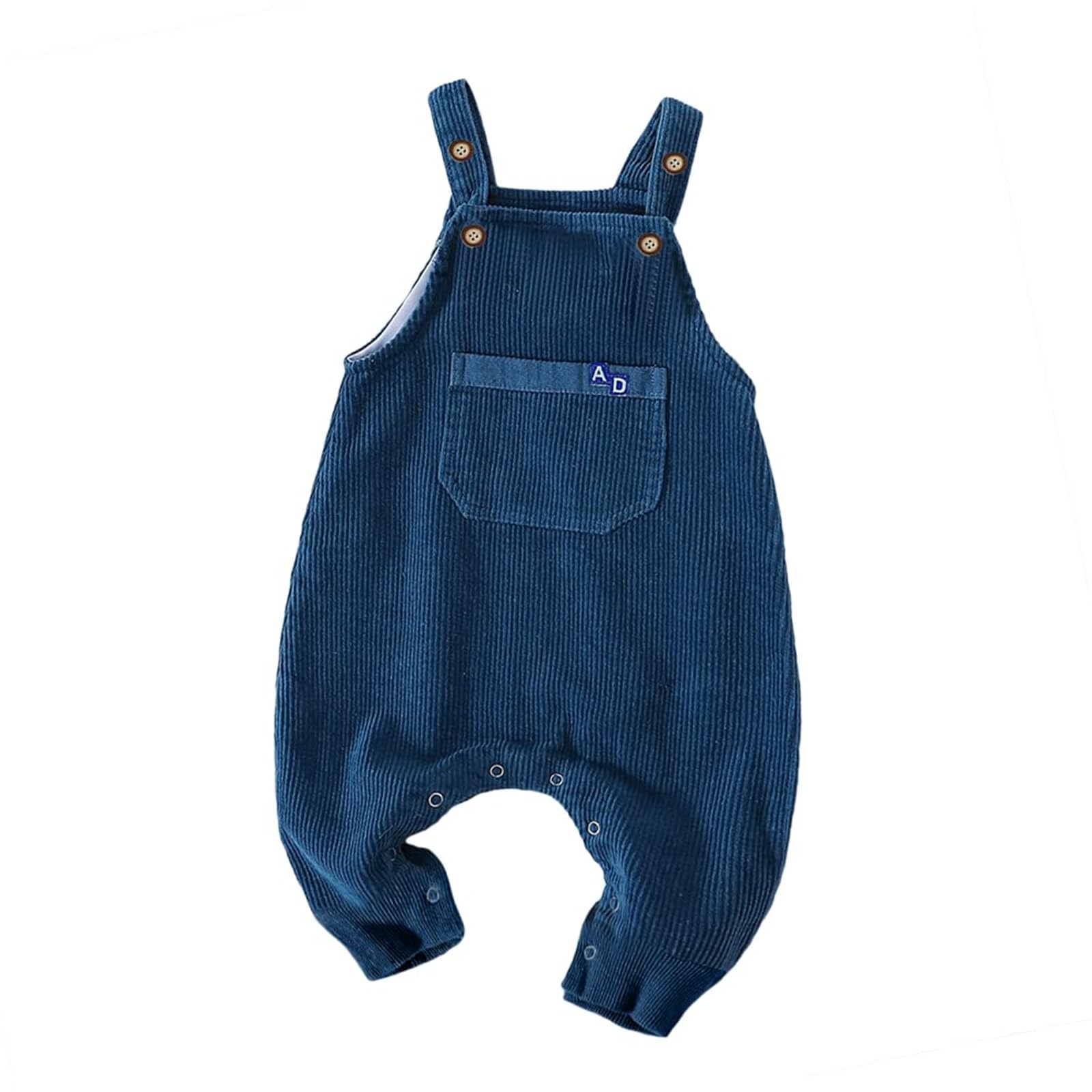 

Volunboy Baby Long Corduroy Solid for Boys and Girls with Size Overalls, Pants, All-in-One Romper, Color, Cute, Fall/Winter, (Blue Pockets, 90)
