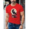 Skull And Crow Pattern Print Men's Creative Top, Casual Short Sleeve Crew Neck T-shirt, Men's Clothing For Summer Outdoor