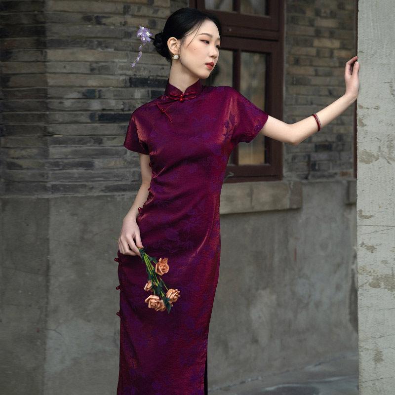 Red National Style, Ancient Law, Full Placket, New Chinese Long Style, Improved Cheongsam 1011 New Female High-end Mother Summer