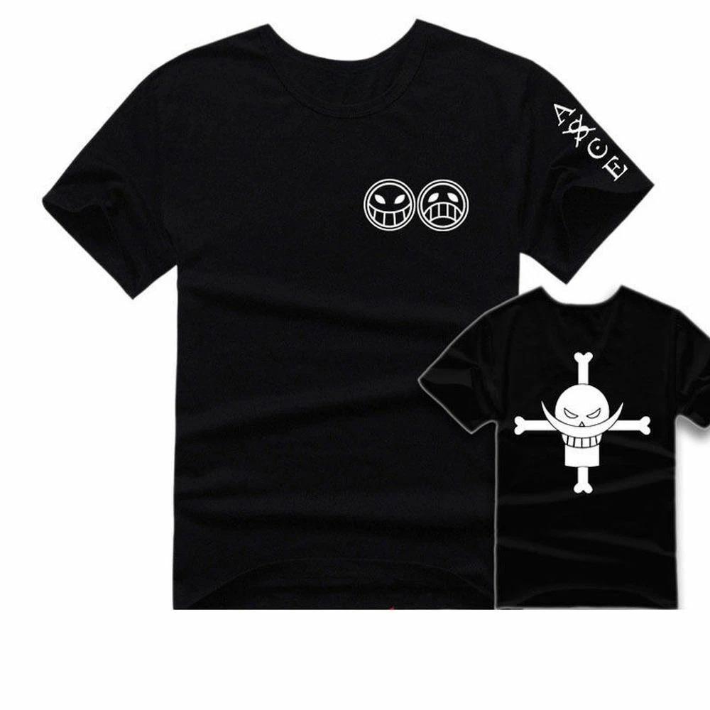 New One Piece Whitebeard Pirates Skull Tshirts Unisex Cotton SJapanese Anime Top Hotblooded Unisexga Shortsleeved Women Tee 2XL