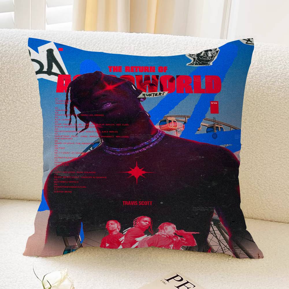 Travis Scott Astroworld 45*45cm Cushion Cover Pillow Cover Decor Pillowcase Home Pillowcase for Couch Pillow