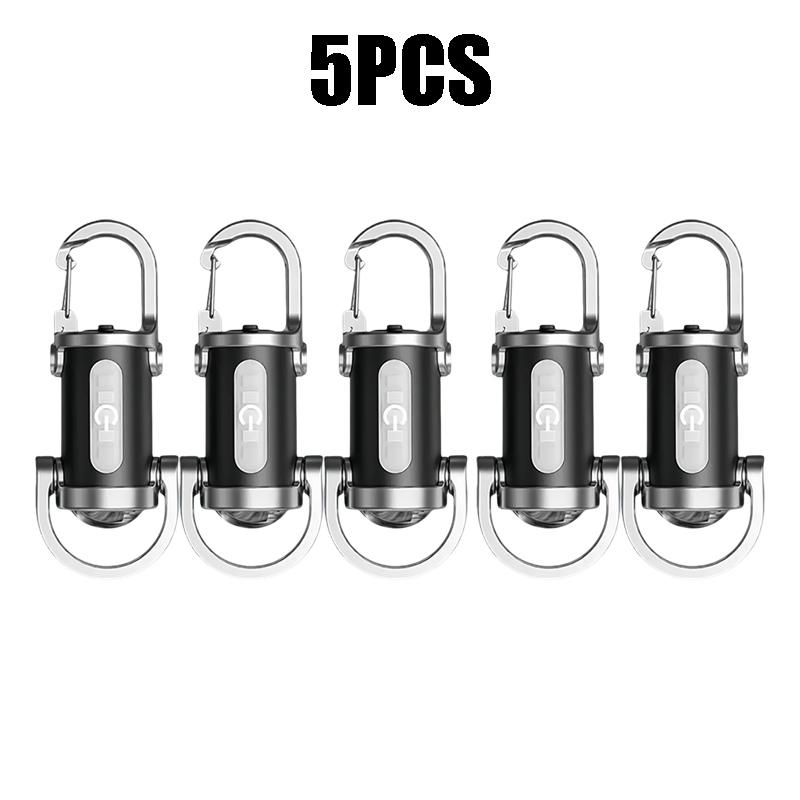Mini Keychain Flashlight Rechargeable Pocket COB Working Light Outdoor Hook Emergency Warning Light for Camping Walking Hiking