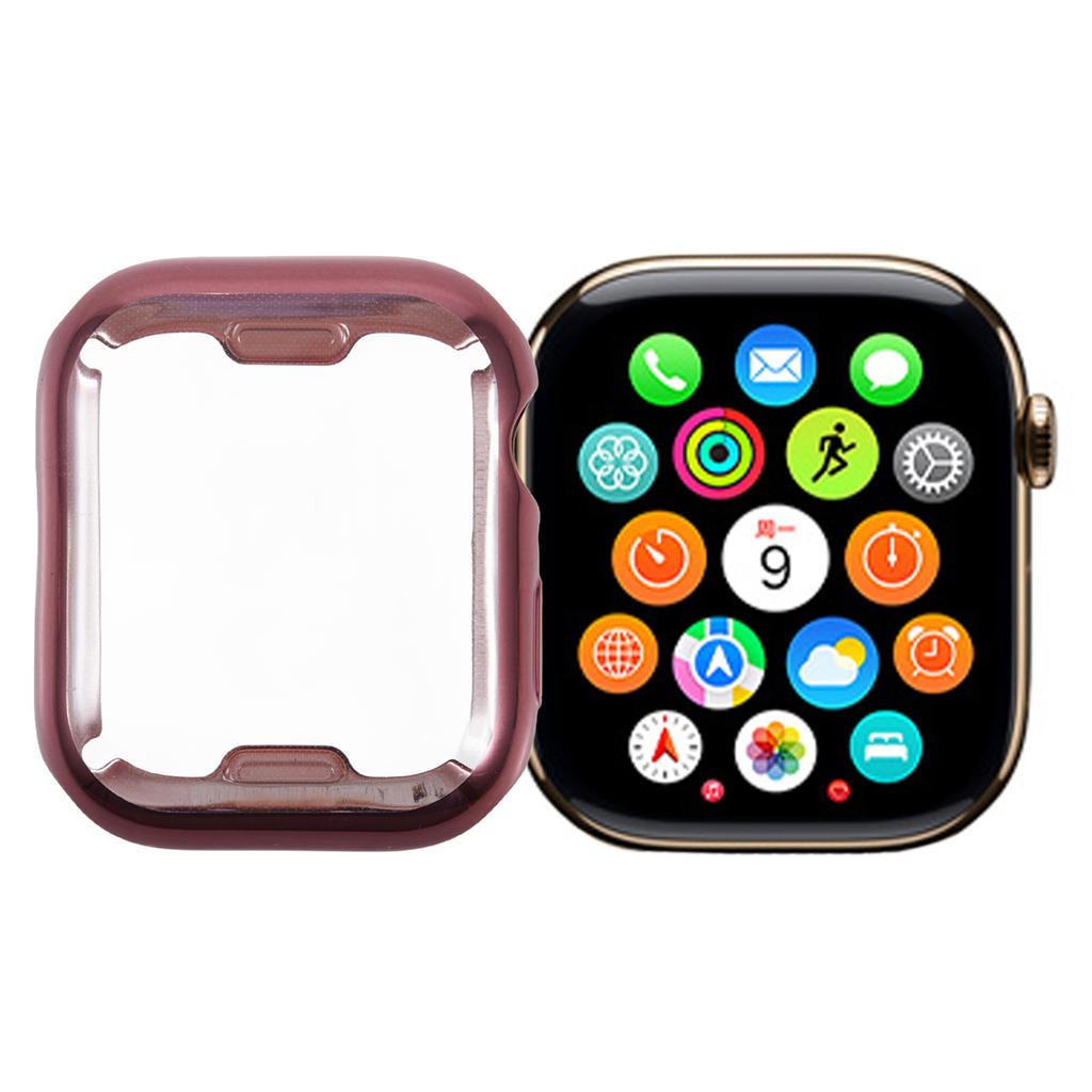 For Apple Watch Series 9/8/7 45mm Watch Case Electroplating Full Coverage TPU Protective Cover