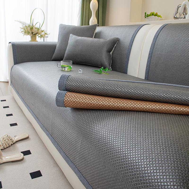 Summer New Light Luxury Ice Rattan Mat Sofa Cushion Universal In All Seasons Ice Silk Cool Cushion Cover Non-Slip Cover Cloth Seat Cushion
