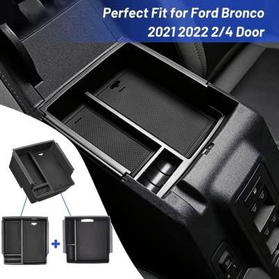 Armrest Box Storage Fit for Ford Bronco 2021-2022 2 Doors & 4 Doors Arm Rest Hidden Drawer Case Organizer Double Tray