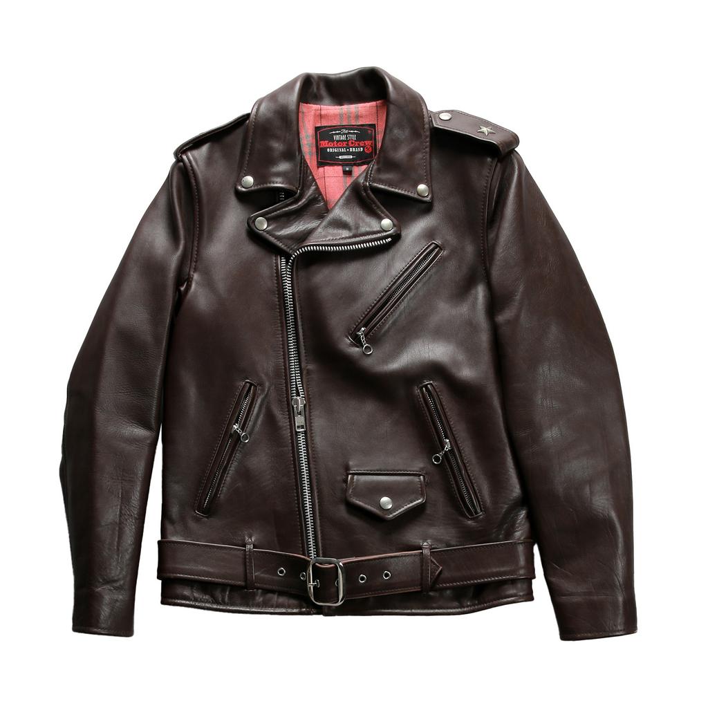 Ma Long Brando first-layer cowhide cable-stayed motorcycle jacket, men's ancient leather cycling leather jacket