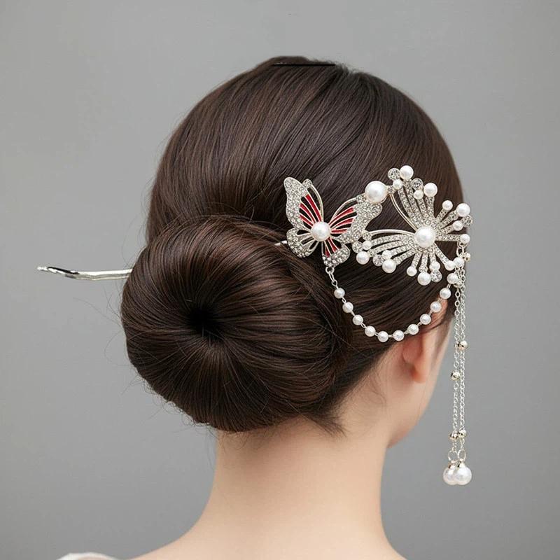 Butterfly Hairpin For Women Alloy Tassel Hairpins Vintage Floral Hair Accessories For Wedding Festivals Hairpins