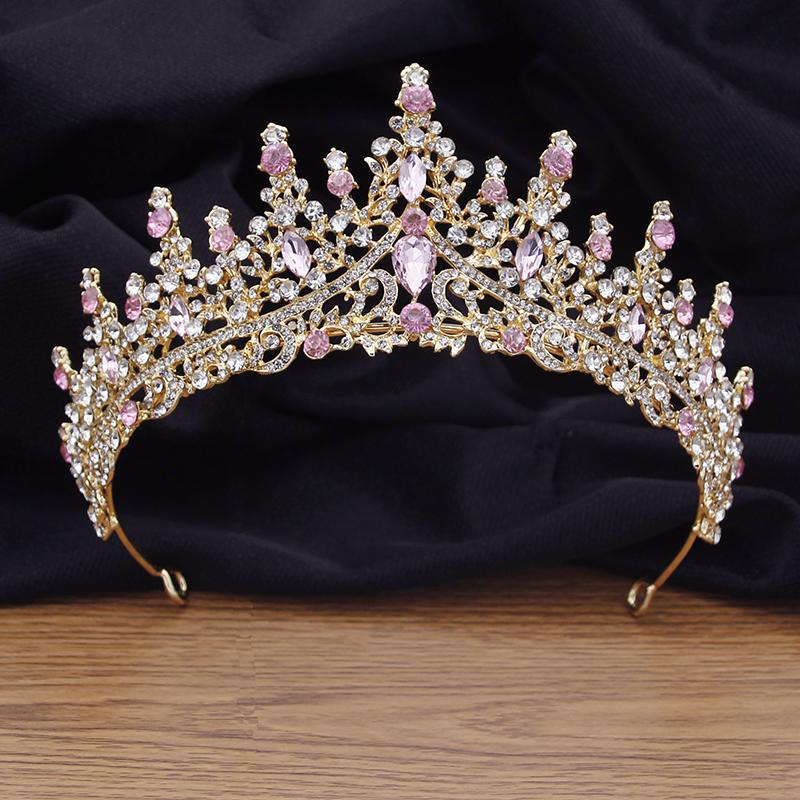 Couronne de Mariage en Cristal de Luxe Reine Royale Concours Serre-têtes Tiaras de Mariée Coiffe Couronne de Mariée Bijoux de Cheveux Accessoires de Tête